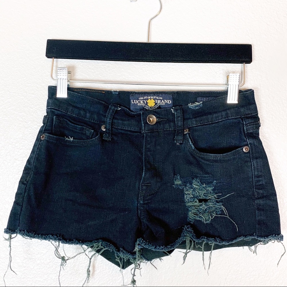 Lucky Brand | Sofia Boot Black Rip Jean Shorts
